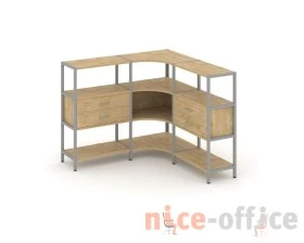 Трехсекционный угловой стеллаж трехярусный с ящиками 1590х1590х1246 Шелф Систем / Shelf System images