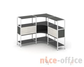 Трехсекционный угловой стеллаж трехярусный с ящиками 1590х1590х1246 Шелф Систем / Shelf System images