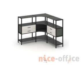 Трехсекционный угловой стеллаж трехярусный с ящиками 1590х1590х1246 Шелф Систем / Shelf System images