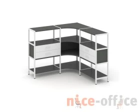 Трехсекционный угловой стеллаж трехярусный с ящиками 1590х1590х1246 Шелф Систем / Shelf System images