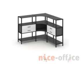 Трехсекционный угловой стеллаж трехярусный с ящиками 1590х1590х1246 Шелф Систем / Shelf System images