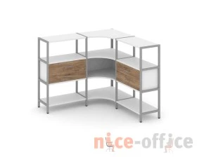 Трехсекционный угловой стеллаж трехярусный с ящиками 1590х1590х1246 Шелф Систем / Shelf System images