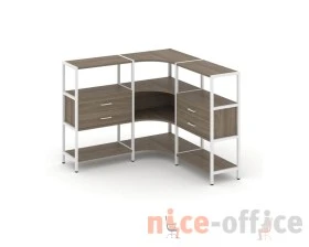 Трехсекционный угловой стеллаж трехярусный с ящиками 1590х1590х1246 Шелф Систем / Shelf System images