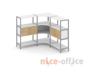 Трехсекционный угловой стеллаж трехярусный с ящиками 1590х1590х1246 Шелф Систем / Shelf System images