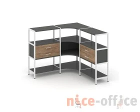 Трехсекционный угловой стеллаж трехярусный с ящиками 1590х1590х1246 Шелф Систем / Shelf System images