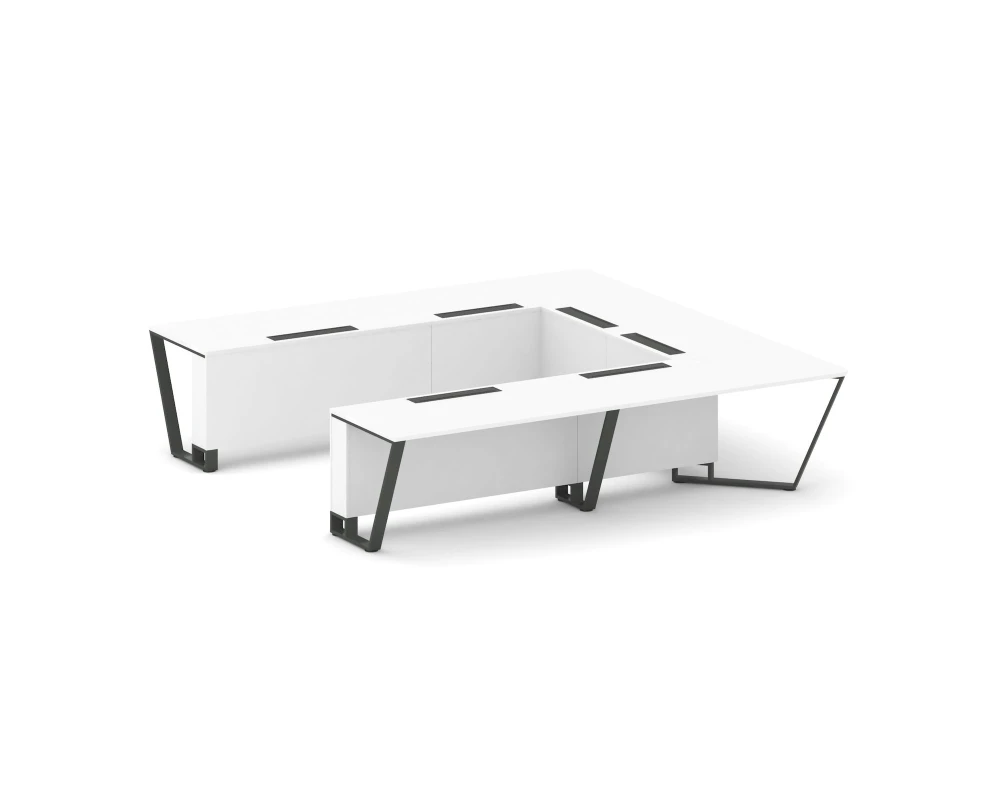 Стол переговорный П-образный ЛДСП/краш. металл 3200x3200x750 Стил Мит / Steel Meet