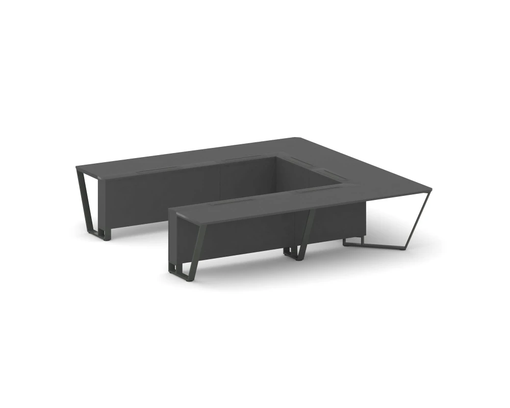 Стол переговорный П-образный ЛДСП/краш. металл 3200x3200x750 Стил Мит / Steel Meet