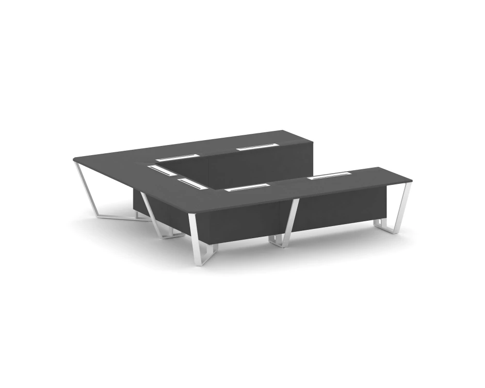 Стол переговорный П-образный ЛДСП/краш. металл 3200x3200x750 Стил Мит / Steel Meet