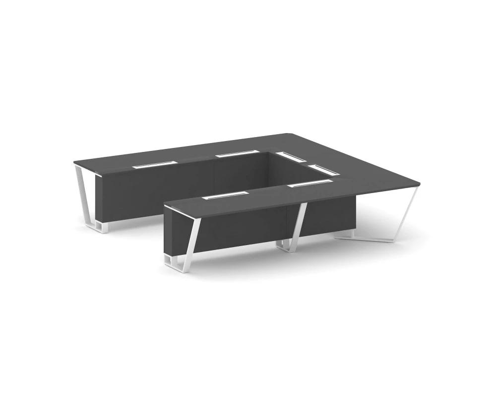 Стол переговорный П-образный ЛДСП/краш. металл 3200x3200x750 Стил Мит / Steel Meet