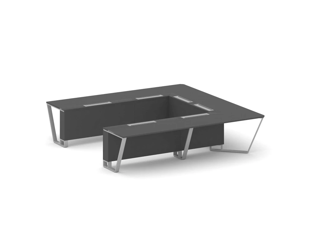 Стол переговорный П-образный ЛДСП/краш. металл 3200x3200x750 Стил Мит / Steel Meet