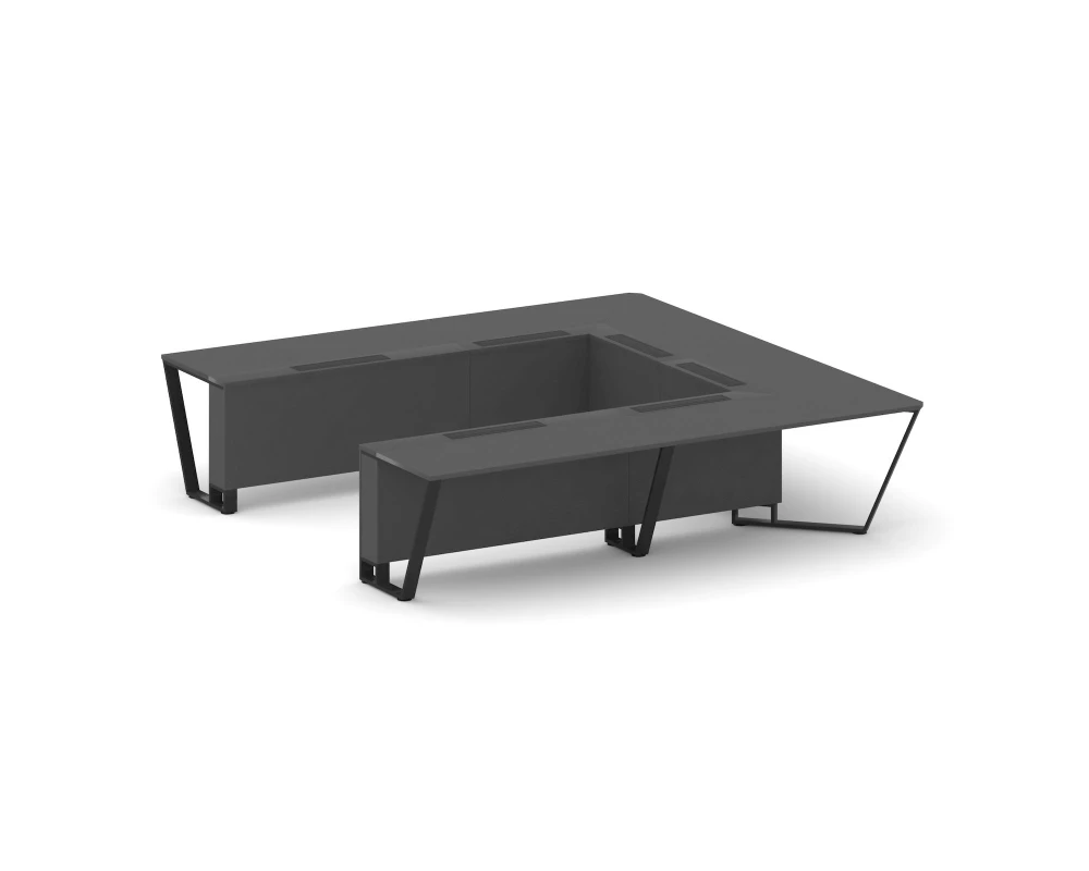 Стол переговорный П-образный ЛДСП/краш. металл 3200x3200x750 Стил Мит / Steel Meet