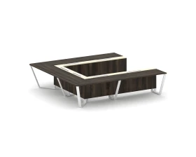 Стол переговорный П-образный ЛДСП/краш. металл/МДФ 3200x3200x750 Стил Мит / Steel Meet images