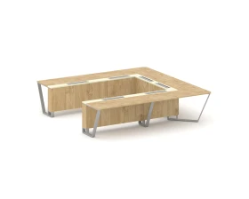 Стол переговорный П-образный ЛДСП/краш. металл/МДФ 3200x3200x750 Стил Мит / Steel Meet images
