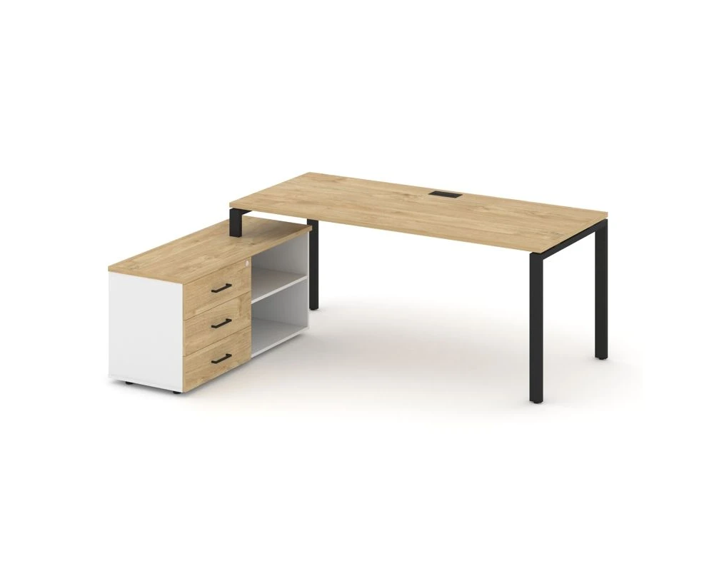 Стол письменный с греденцией левой на П-образном каркасе 2180x1580x750 Стайл Проджект Директ / Style Project Direct