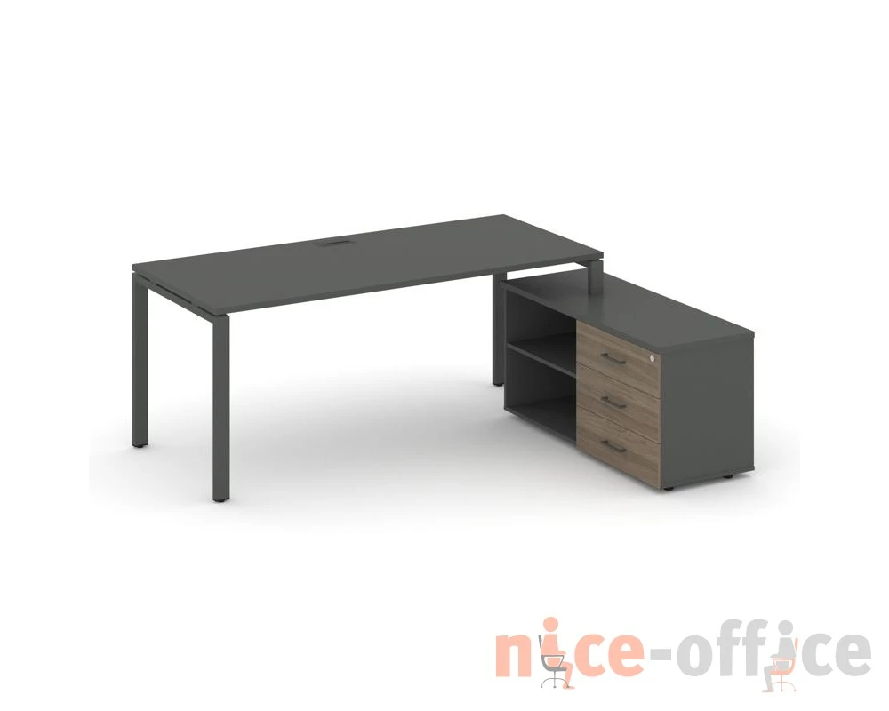Стол письменный с греденцией правой на П-образном каркасе 1980x1480x750 Стайл Проджект Директ / Style Project Direct