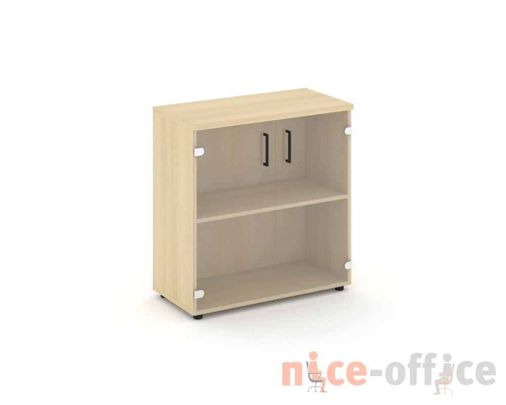 Шкаф низкий широкий прозр. стекло 796x400x833 зад. стенка HDF Стайл Проджект / Style Project
