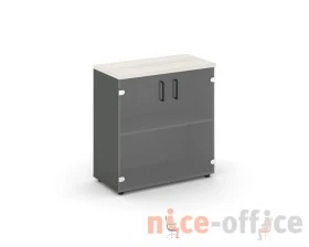 Шкаф низкий широкий прозр. стекло 796x400x833 зад. стенка HDF Стайл Проджект / Style Project images