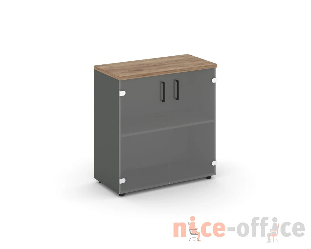 Шкаф низкий широкий прозр. стекло 796x400x833 зад. стенка HDF Стайл Проджект / Style Project