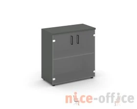 Шкаф низкий широкий прозр. стекло 796x400x833 зад. стенка HDF Стайл Проджект / Style Project images