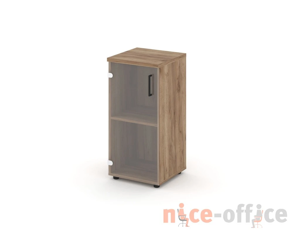 Шкаф низкий узкий левый прозр. стекло 400x400x833 зад. стенка HDF Стайл Проджект / Style Project