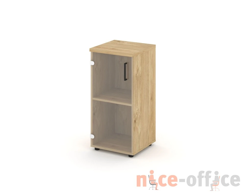 Шкаф низкий узкий левый прозр. стекло 400x400x833 зад. стенка HDF Стайл Проджект / Style Project