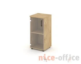 Шкаф низкий узкий левый прозр. стекло 400x400x833 зад. стенка HDF Стайл Проджект / Style Project images