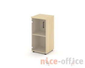 Шкаф низкий узкий левый прозр. стекло 400x400x833 зад. стенка HDF Стайл Проджект / Style Project images