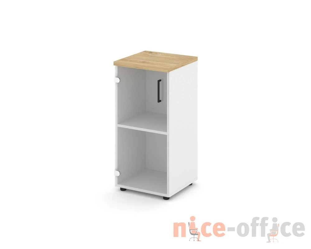 Шкаф низкий узкий левый прозр. стекло 400x400x833 зад. стенка HDF Стайл Проджект / Style Project