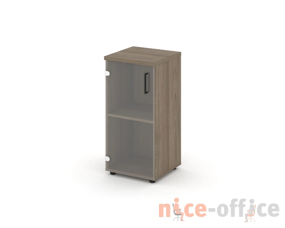 Шкаф низкий узкий левый прозр. стекло 400x400x833 зад. стенка HDF Стайл Проджект / Style Project
