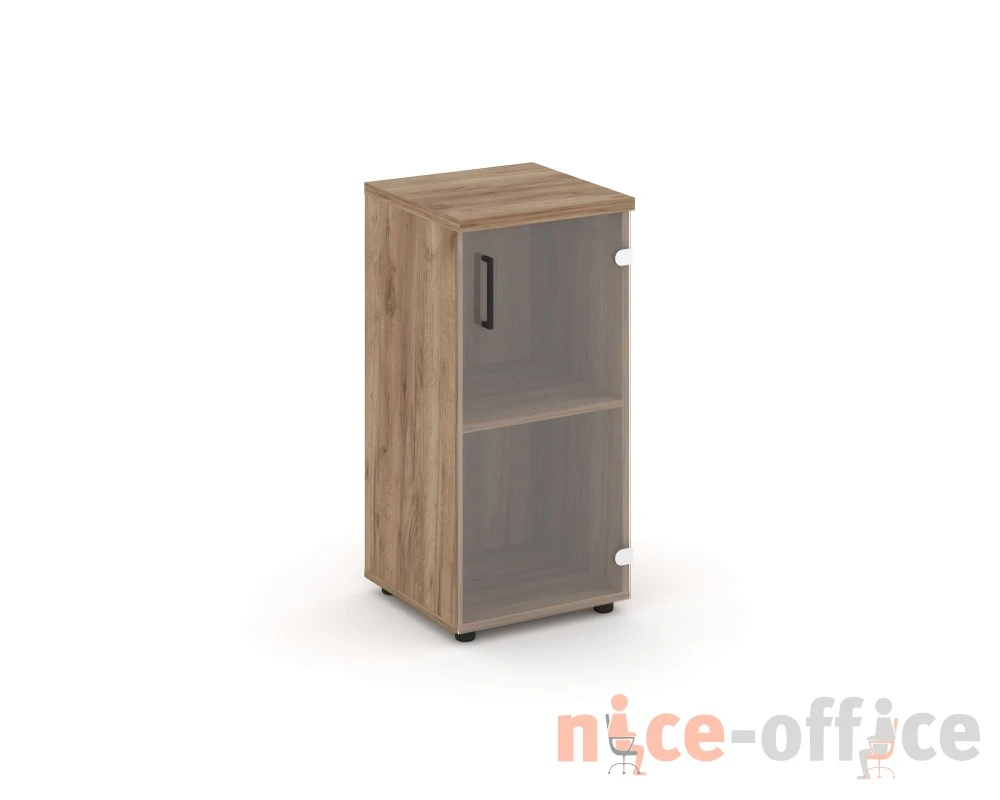 Шкаф низкий узкий правый прозр. стекло 400x400x833 зад. стенка HDF Стайл Проджект / Style Project