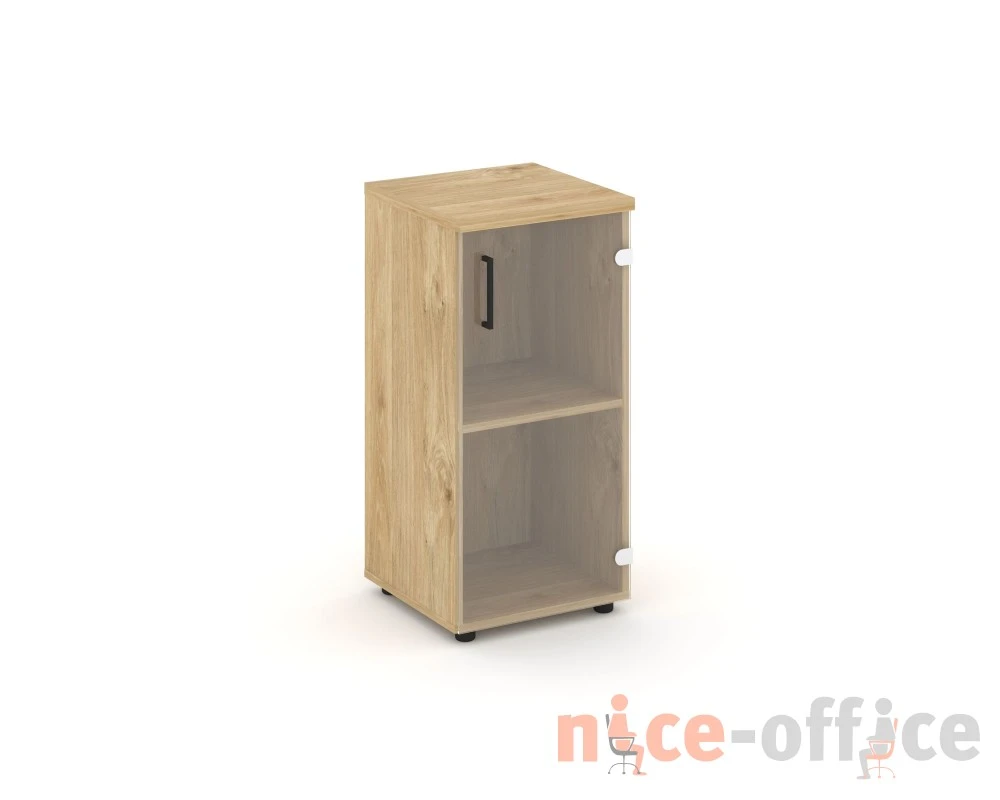 Шкаф низкий узкий правый прозр. стекло 400x400x833 зад. стенка HDF Стайл Проджект / Style Project