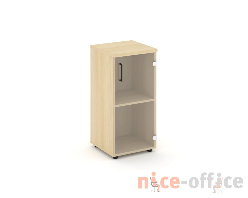 Шкаф низкий узкий правый прозр. стекло 400x400x833 зад. стенка HDF Стайл Проджект / Style Project