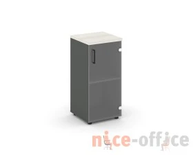 Шкаф низкий узкий правый прозр. стекло 400x400x833 зад. стенка HDF Стайл Проджект / Style Project images