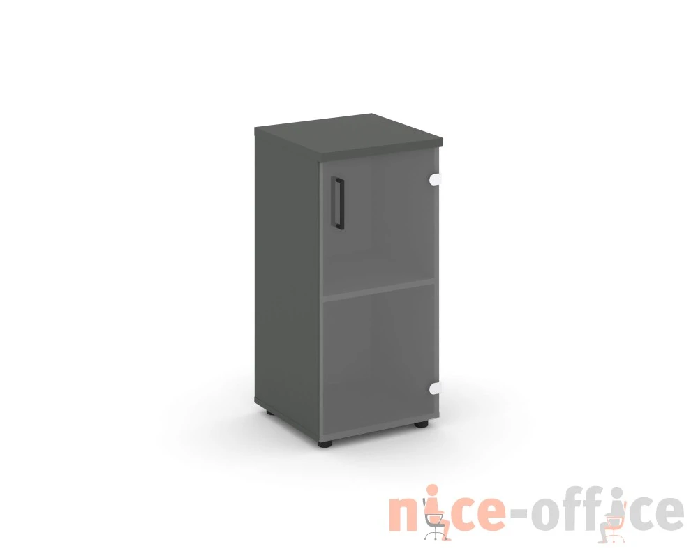 Шкаф низкий узкий правый прозр. стекло 400x400x833 зад. стенка HDF Стайл Проджект / Style Project