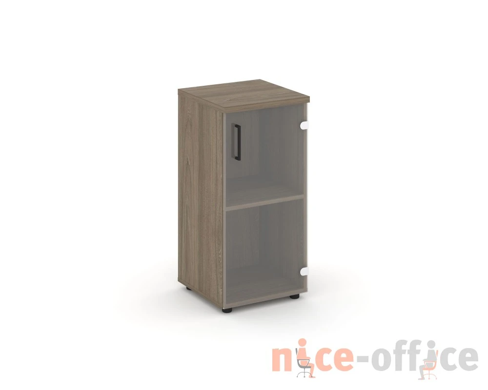 Шкаф низкий узкий правый прозр. стекло 400x400x833 зад. стенка HDF Стайл Проджект / Style Project