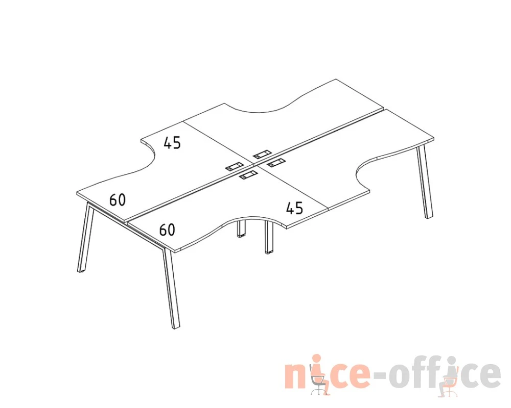 Рабочая станция со столами (4х140) каркас TRE A4.PRO