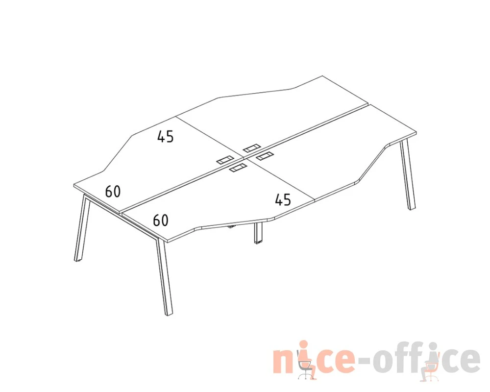 Станция рабочая 4х160 столы Техно на каркасе TRE A4.PRO