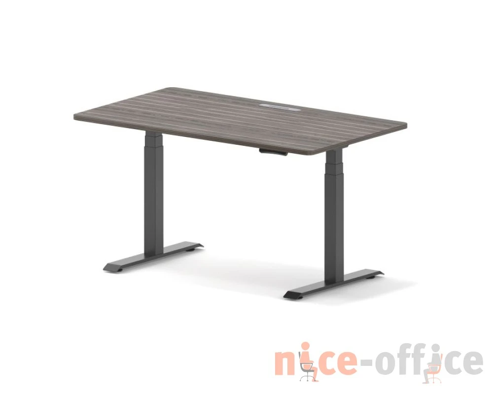 Стол прямой с электроприводом (опоры квадратного сечения) 140x80x100 Trend (df) Дуб монтенегро/Черный