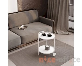 Столик сервировочный SHT-CT60 Белый муар/Белый images