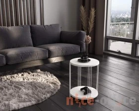 Столик кофейный SHT-CT33-1 Белый муар/Бетон лофт images