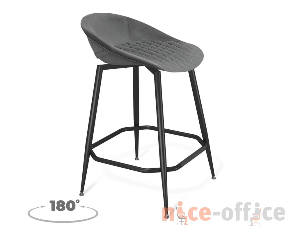 Стул полубарный SHT-ST19-SF2/S1480-1 Велюр, Туманная дымка/Черный муар